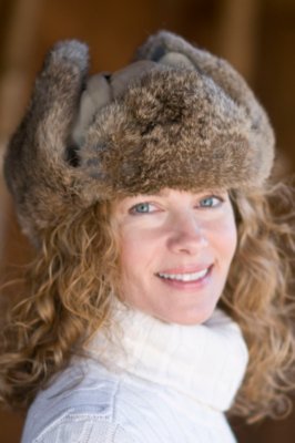 Leather Aviator Hat with Rabbit Trim