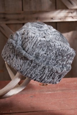 Persian Lamb Fur Envoy Hat, GREY, Size LARGE