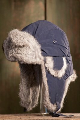 Kid's Small Taslan Aviator Hat with Rabbit Fur Trim 