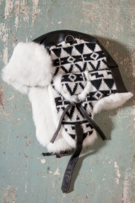 Lambswool Aviator Hat with Rabbit Fur Trim