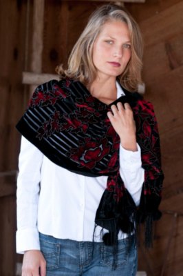 Women's Roses Burnout Velvet Scarf  
