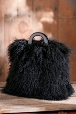 Women's Tibetan Lamb Fur Tote Handbag