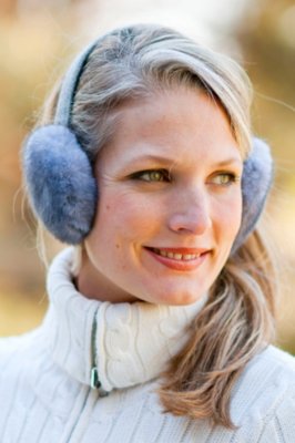 Women’s Mink Fur Earmuffs with Metallic Stretch Band