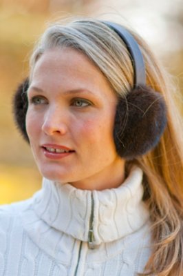 Women's Mink Fur Earmuffs with Leather Band