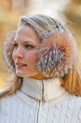 Women’s Fox Fur Earmuffs with Leather Band