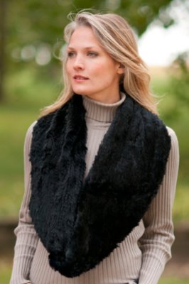 Women's Knitted Rabbit Fur Infinity Scarf