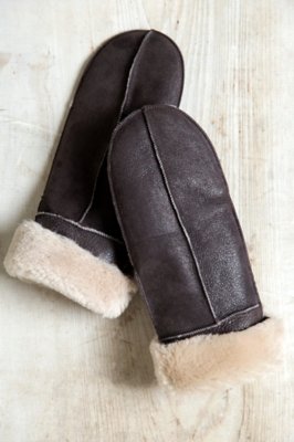 B-3 Sheepskin Mittens, BROWN/CREAM