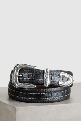 Overland Coloma Bison Leather Belt, BLACK
