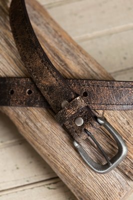 Overland Valencia Distressed Bison Leather Belt, SAND