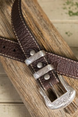 Overland Wild Bill II Bison Leather Belt, BROWN