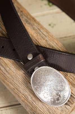 Overland Alamo Bison Leather Belt, DARK CHOCOLATE
