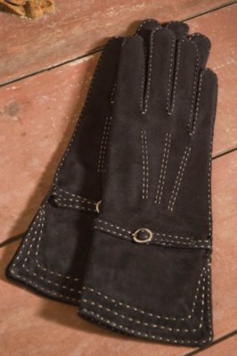 Women's Suede Handstitched Gloves with Cashmere