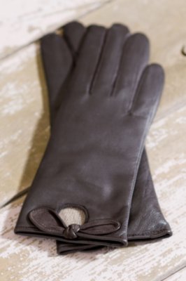 Women's Carolina Amato Cashmere Lined Leather Gloves