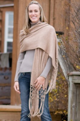 Women's Carolina Amato Cashmere Blend Fringe Scarf
