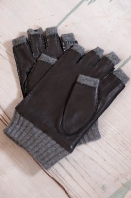 Men’s Deerskin and Cashmere Fingerless Gloves