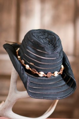 Women’s Ribbon Western Hat with Wooden Beads