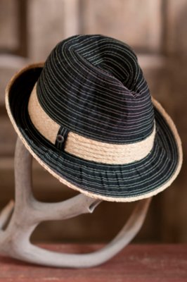 Ribbon Fedora with Straw Hatband 