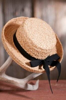Kids' Raffia Hat with Ribbon