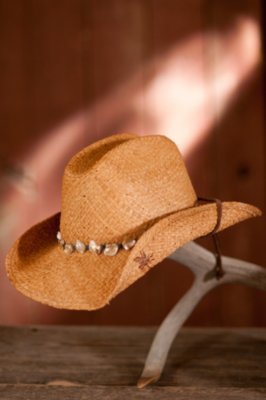 Women's Raffia Hat with Shells & Beads