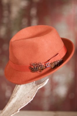 Women's Wool Felt Fedora Hat with Feather Bow