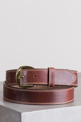 Oiled Fancy Padded Leather Belt, BROWN