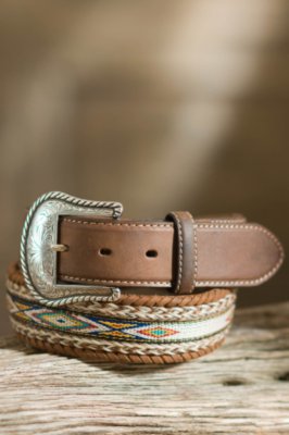 Men's Badlands Inlay Horsehair Leather Belt