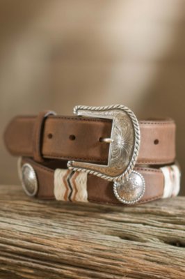 Men's Buckaroo Rawhide Concho Leather Belt