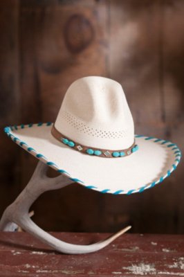 Turquoise Palm Leaf Straw Hat