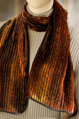 Women’s Sunset Hand-painted Gold Lurex Silk Velvet Scarf 