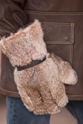 Men's Grizzly Gauntlet Leather and Rabbit Fur Gloves 