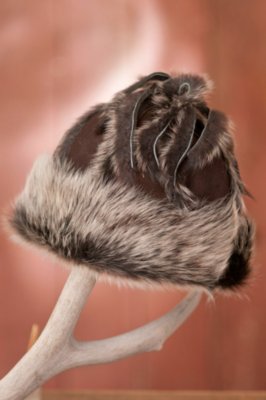 Shearling Sheepskin Hat with Toscana Fur Trim and Fringe