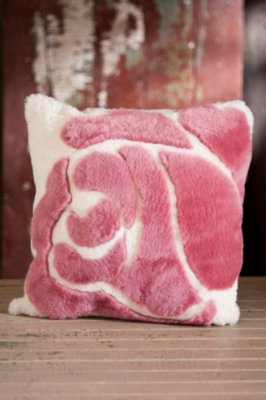 Single-Sided 18” x 18” Peony Sheepskin Pillow