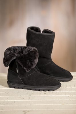 Women's Overland Angie Shearling-Lined Suede Boots, BLACK