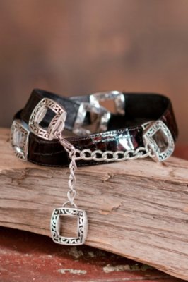 Women’s Deco Glam Reversible Leather Belt