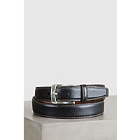 Ventura Calfskin Leather Belt, BLACK