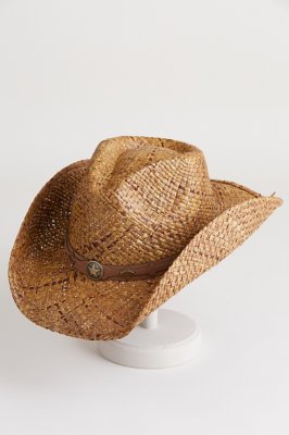 Western Organic Raffia Hat with Concho          