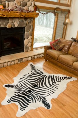 Stenciled Cowhide Zebra I