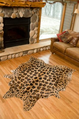 Stenciled Jaguar Print Cowhide Rugs