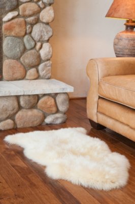 Single Australian Sheepskin Rug with Long Wool, CHAMPAGNE, Size 1 SIZE