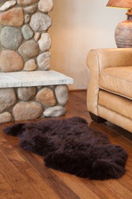 Single Australian Sheepskin Rug with Long Wool, CHOCOLATE, Size 1 SIZE