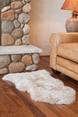 Single Australian Sheepskin Rug with Long Wool, LINEN, Size 1 SIZE