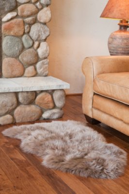 Single Australian Sheepskin Rug with Long Wool, TAUPE, Size 1 SIZE