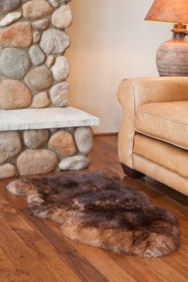 Single Australian Sheepskin Rug with Long Wool, TAN TIPPED, Size 1 SIZE