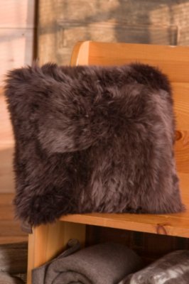 Fluff Australian Sheepskin Pillow with Long Wool, CHOCOLATE, Size 1 SIZE
