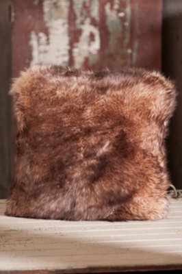 Fluff Australian Sheepskin Pillow with Long Wool, TAN TIPPED, Size 1 SIZE