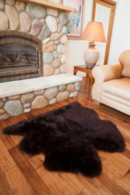 2-Pelt Side-By-Side Australian Sheepskin Rug, CHOCOLATE, Size 1 SIZE