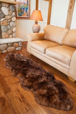 2-Pelt End-to-End Australian Sheepskin Rug, TAN TIPPED, Size 1 SIZE