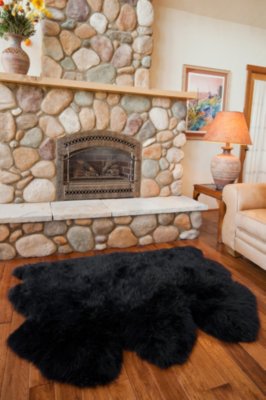 3-Pelt Australian Sheepskin Rug, BLACK, Size 1 SIZE
