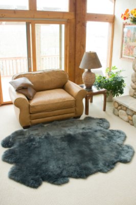 6-Pelt Australian Sheepskin Rug, STEEL, Size 1 SIZE