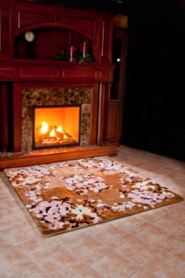 Beige Floral Australian Lambskin Rug